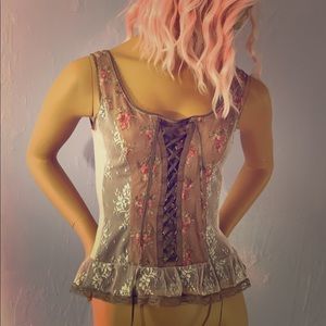 New York & Company Lace Shell Tank - Small